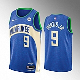 Men's Milwaukee Bucks #9 Bobby Portis Blue 2023-24 City Edition Stitched Basketball Jersey Dzhi,baseball caps,new era cap wholesale,wholesale hats